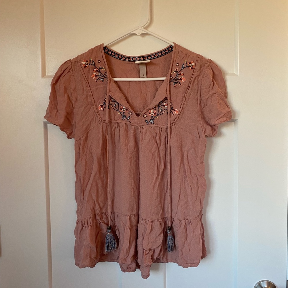 Knox Rose Embroidered Blouse in Mauve
